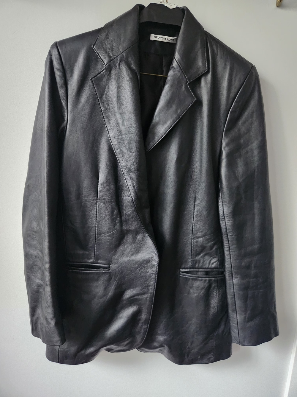 Black Leather Tailored Blazer